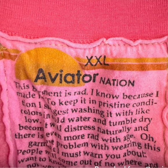 Aviator Nation Pink Sweatshirt with Multicolor Stripes - Picture 2 of 5